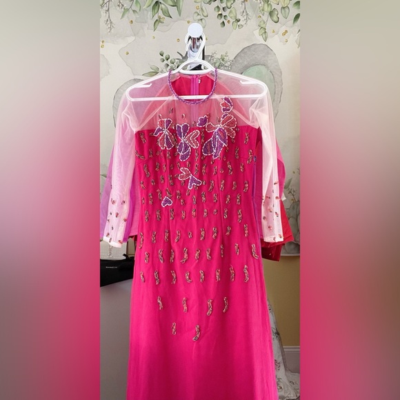 ao dai thiet ke, New beautiful Vietnamese traditional long dress bộ set m 2 gift - Picture 5 of 5